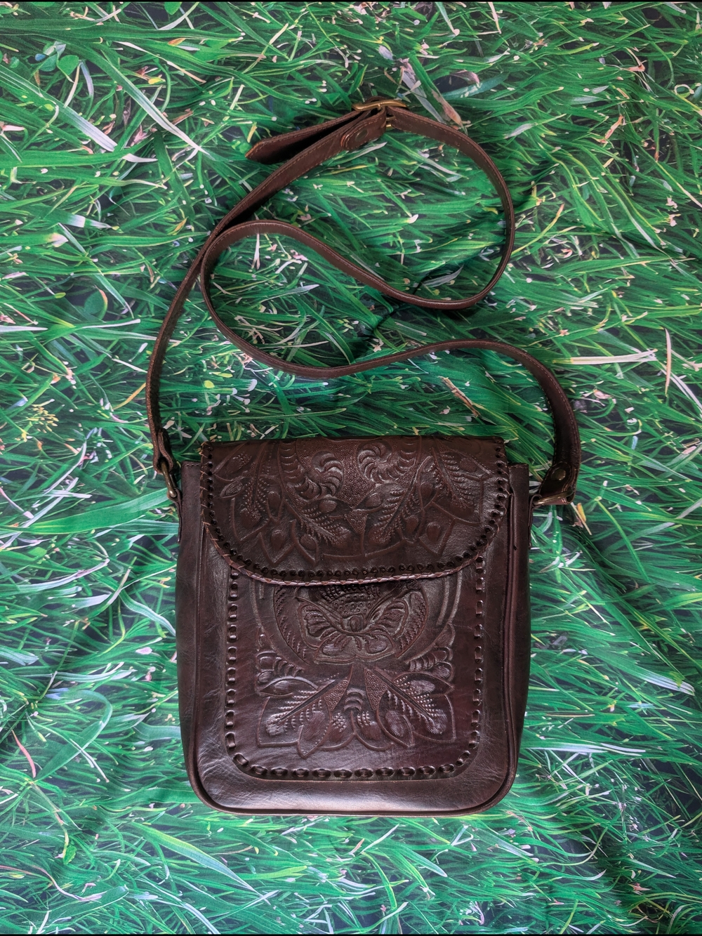 Mexichic Crafts LOLA Chicana luxury leather designer Crossbody Bag Chocolate Bag